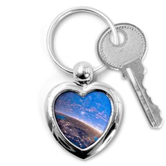 Earth Blue Galaxy Sky Space Key Chain (heart) by Cemarart