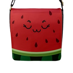 Watermelon Lock Love Flap Closure Messenger Bag (l) by Cemarart