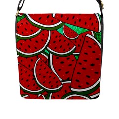 Summer Watermelon Fruit Flap Closure Messenger Bag (l) by Cemarart