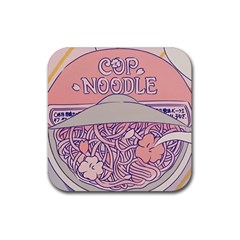 Ramen Kawaii Aesthetic Pink Rubber Coaster (square) by Cemarart