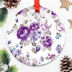 Flower-floral-design-paper-pattern-purple-watercolor-flowers-vector-material-90d2d381fc90ea7e9bf8355 Round Ornament (two Sides) by saad11