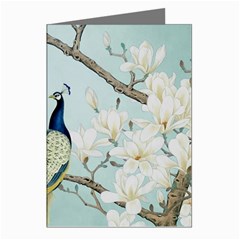 Couple Peacock Bird Spring White Blue Art Magnolia Fantasy Flower Greeting Cards (pkg Of 8) by Ndabl3x