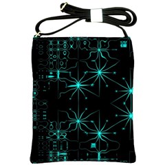 Space Time Abstract Pattern Alien Dark Green Pattern Shoulder Sling Bag by Cemarart