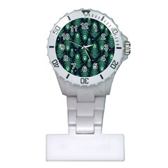 Peacock Pattern Plastic Nurses Watch by Cemarart