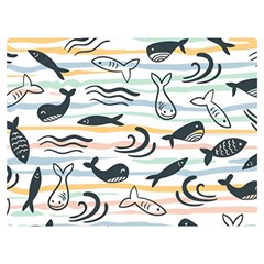 Seamless Vector Pattern With Little Cute Fish Cartoon Premium Plush Fleece Blanket (extra Small) by Cemarart