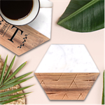 Wooden Triangles Texture, Wooden Wooden Marble Wood Coaster (Hexagon)  Front