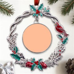 Peach Fuzz 2024 Metal X mas Wreath Holly Leaf Ornament by dressshop