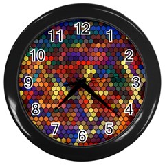 Hexagon Honeycomb Pattern Design Wall Clock (black) by Ndabl3x