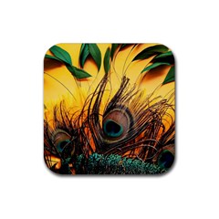 Japan Art Artwork Asia Drawing Lake Landscape Mountain Nature Oriental Rubber Coaster (square) by Cemarart