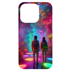 Virtual Reality Neon Jungle Iphone 14 Pro Black Uv Print Case by stine1