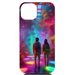 Virtual Reality Neon Jungle Iphone 14 Black Uv Print Case by stine1