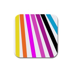 Colorful Multicolor Colorpop Flare Rubber Square Coaster (4 Pack) by Cemarart