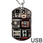 Retro Cameras Old Vintage Antique Technology Wallpaper Retrospective Dog Tag USB Flash (Two Sides) Front