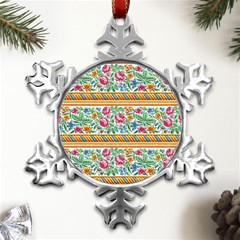 Flower Pattern Art Vintage Blooming Blossom Botanical Nature Famous Metal Small Snowflake Ornament