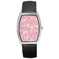 Cute Unicorn Seamless Pattern Barrel Style Metal Watch by Apen