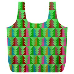 Trees Pattern Retro Pink Red Yellow Holidays Advent Christmas Full Print Recycle Bag (xxl) by Maspions