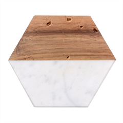 Strawberry Lemons Fruit Marble Wood Coaster (hexagon) 