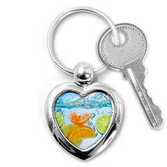 Fruits, Fruit, Lemon, Lime, Mandarin, Water, Orange Key Chain (heart) by nateshop