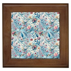 Floral Background Wallpaper Flowers Bouquet Leaves Herbarium Seamless Flora Bloom Framed Tile