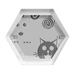 Cat Little Ball Animal Hexagon Wood Jewelry Box Front