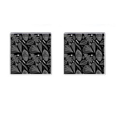 Leaves Flora Black White Nature Cufflinks (square) by Maspions