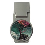 Night Sky Nature Tree Night Landscape Forest Galaxy Fantasy Dark Sky Planet Money Clips (Round)  Front