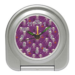 Skull Halloween Pattern Travel Alarm Clock by Maspions