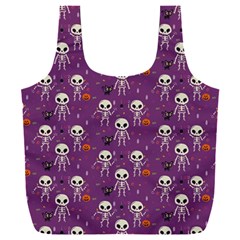 Skull Halloween Pattern Full Print Recycle Bag (xxl) by Maspions