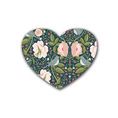 Spring Design With Watercolor Flowers Rubber Coaster (heart) by AlexandrouPrints