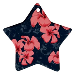 5902244 Pink Blue Illustrated Pattern Flowers Square Pillow Ornament (star) by BlackRoseStore