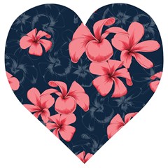 5902244 Pink Blue Illustrated Pattern Flowers Square Pillow Wooden Puzzle Heart by BlackRoseStore