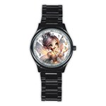 Fairy with fireflies on Sport Metal Watch (Black)