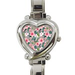 Hibiscus flowers on Heart Italian Charm Watch 