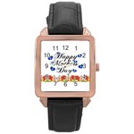 Torres Strait Islander flag with mothers day message on Rose Gold Leather Watch 