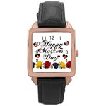 Aboriginal flag with mother s day message on Rose Gold Leather Watch 