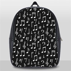 Chalk Music Notes Signs Seamless Pattern School Bag (large) by Ravend