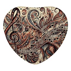 Paisley Print Musical Notes5 Heart Glass Fridge Magnet (4 Pack) by RiverRootz