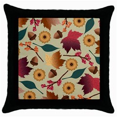 Autumn Leaves Colours Season Throw Pillow Case (black) by Ravend