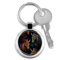 Schwarz Pferde Muster Key Chain (round) by 2607694c