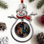 Schwarz pferde muster Metal Snowman Ornament Front