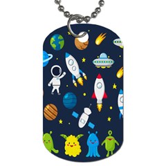 Big Set Cute Astronauts Space Planets Stars Aliens Rockets Ufo Constellations Satellite Moon Rover V Dog Tag (one Side) by Bedest