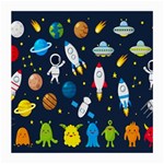 Big Set Cute Astronauts Space Planets Stars Aliens Rockets Ufo Constellations Satellite Moon Rover V Medium Glasses Cloth (2 Sides) Back