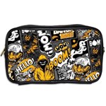 Boom Bang Art Crazy Drawing Graffiti Hello Retro Sayings Yellow Toiletries Bag (Two Sides) Back