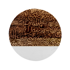 Graffiti Word Seamless Pattern Marble Wood Coaster (round)