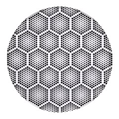 Halftone Tech Hexagons Seamless Pattern Round Glass Fridge Magnet (4 Pack) by Ket1n9