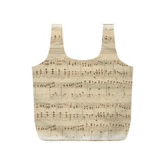 Vintage Beige Music Notes Full Print Recycle Bag (s) by Loisa77