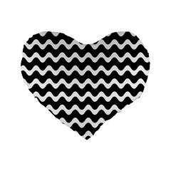 Wave Pattern Wavy Halftone Standard 16  Premium Flano Heart Shape Cushions by Loisa77