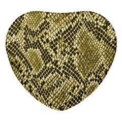 Yellow Snake Skin Pattern Heart Glass Fridge Magnet (4 Pack) by Ket1n9