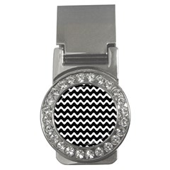 Wave-black White Money Clips (cz)  by kyorashop23