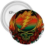 Grateful Steal Your Face Deadhead Hippie Logo Symbol 3  Buttons Front